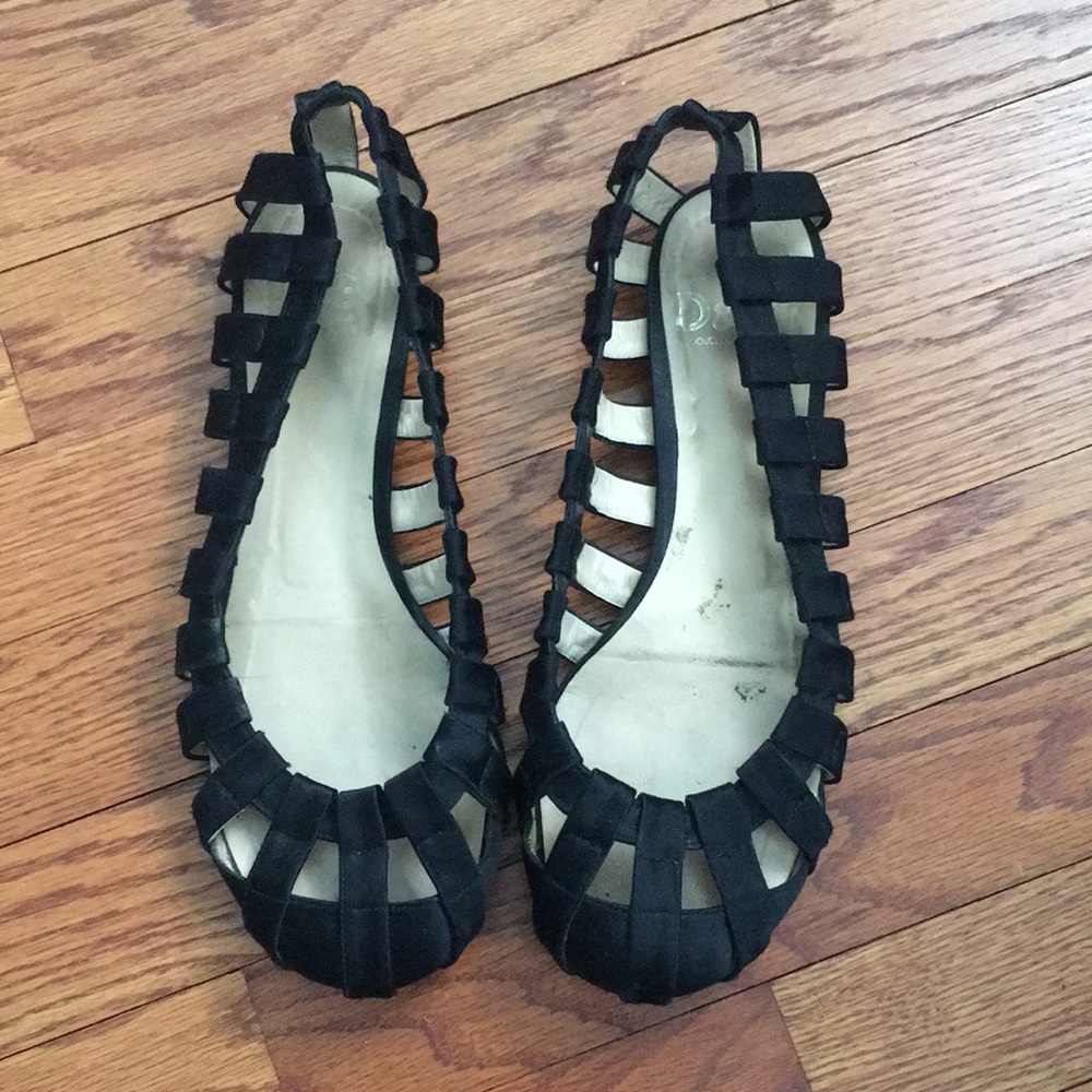 D&G Dolce & Gabbana black satin flats. Side 39